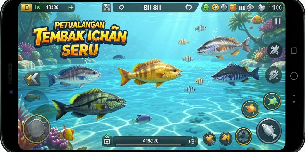 Tampilan gameplay seru dalam game Tembak Ikan 8II.
