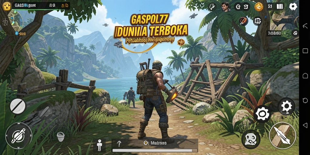 Screenshot GASPOL77 yang menampilkan aksi dan eksplorasi dunia terbuka.