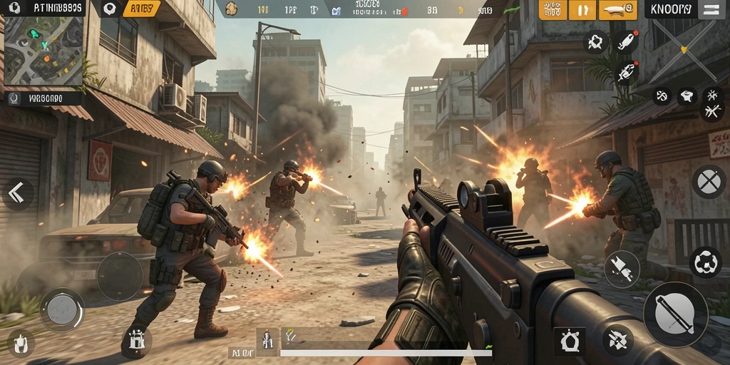 Gameplay KNO89 yang intens dan menegangkan dalam pertandingan FPS.