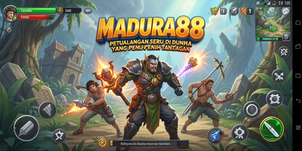 Tampilan gameplay <strong>MADURA88</strong> yang memukau dan penuh aksi petualangan.