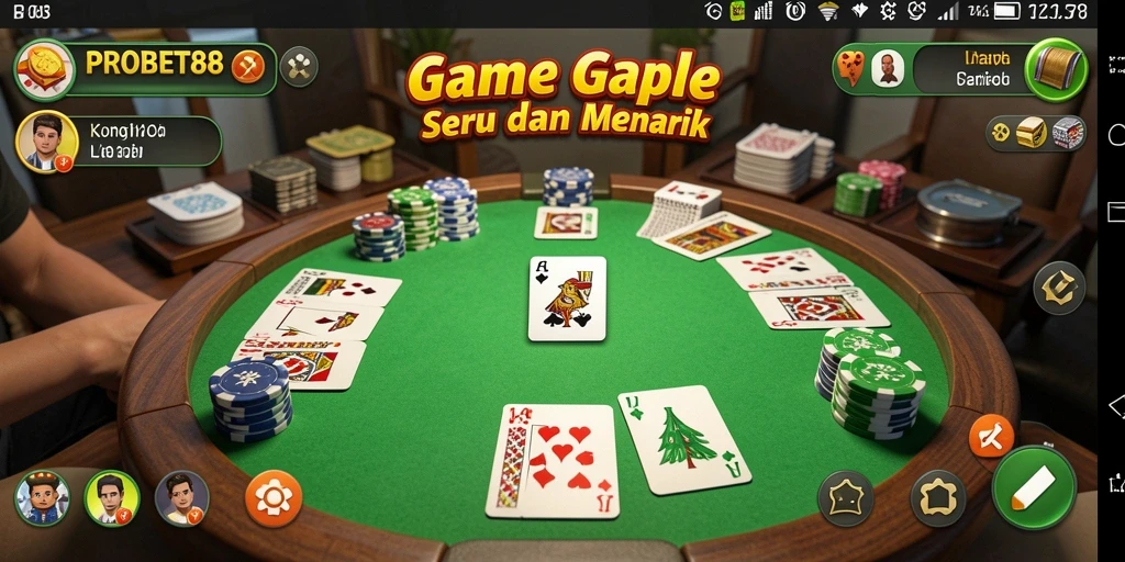 Tampilan gameplay Gaple yang seru dan interaktif di PROBET88.
