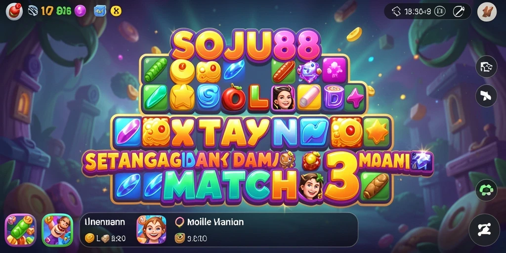Screenshot gameplay SOJU88 menunjukkan aksi seru mencocokkan peti!
